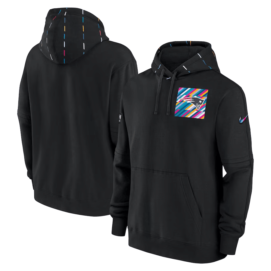 Men's New England Patriots Black 2023 Crucial Catch Club Pullover Hoodie